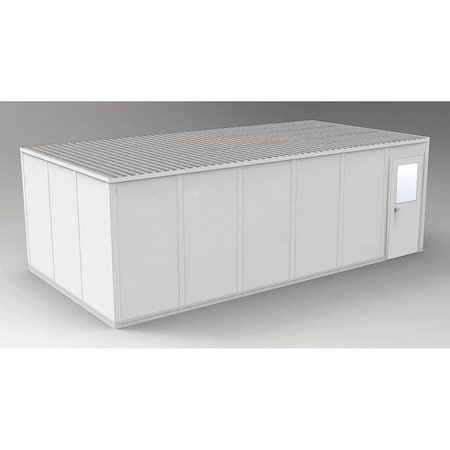 Porta-Fab 4-Wall Modular In-Plant Office, 8 ft 1 3/4 in H, 24 ft 4 1/2 in W, 12 ft 4 1/2 in D, Gray GV1224G