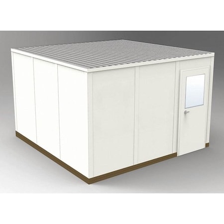 Porta-Fab 4-Wall Modular In-Plant Office, 8 ft 1 3/4 in H, 12 ft 4 1/2 in W, 12 ft 4 1/2 in D, Beige GV1212