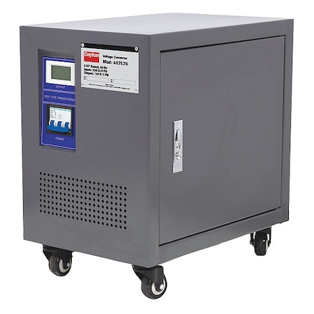 Dayton Step Up/Step Down Voltage Converter, 230V AC to 115V AC, 3000VA, 60 Hz, Portable, Steel 467L76