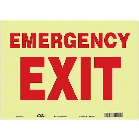 Condor Exit Sign, Vinyl, 14" W, 10" H, Emergency Exit, White 467P93