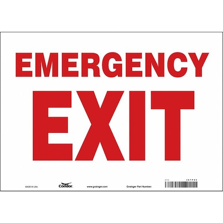 Condor Exit Sign, Vinyl, 14" W, 10" H, Emergency Exit, White 467P99