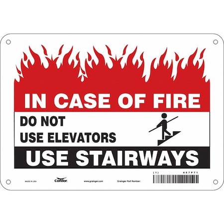 Condor Safety Sign Emergency Exit, Polyethylene, 10 in W, 7 in H, Black, White 467P71