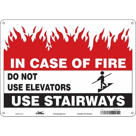 Condor Safety Sign Emergency Exit, Polyethylene, 14 in W, 10 in H, Black, White 467P72