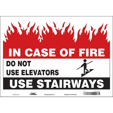 Condor Safety Sign Emergency Exit, Vinyl, 14 in W, 10 in H, Black, White 467P76