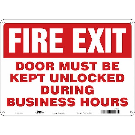 Condor Safety Sign Emergency Exit, Aluminum, 14 in W, 10 in H, White 467P79