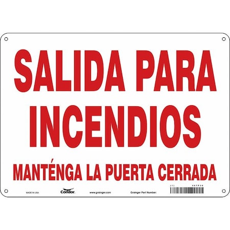 Condor Safety Sign Emergency Exit, Aluminum, 14 in W, 10 in H, White 467P36