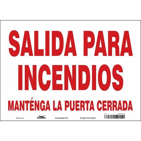 Condor Safety Sign Emergency Exit, Vinyl, 14 in W, 10 in H, White 467P40