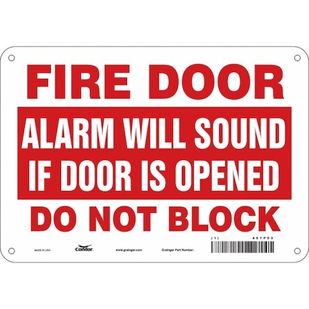 Condor Safety Sign Emergency Exit, Polyethylene, 10 in W, 7 in H, White 467P53