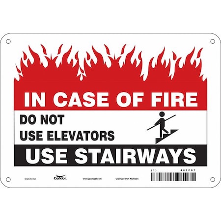Condor Safety Sign Emergency Exit, Aluminum, 10 in W, 7 in H, Black, White 467P67
