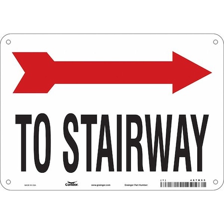 Condor TO STAIRWAY W/SYMBOL, 10 in W x 7 in H, Vertical Rectangle, Aluminum, 467R95 467R95