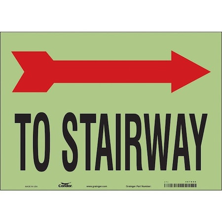 Condor TO STAIRWAY W/SYMBOL, 14 in W x 10 in H, Horizontal Rectangle, Glow Vinyl, 467R98 467R98
