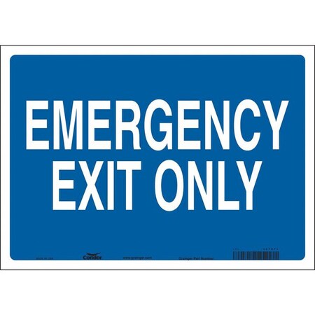 Condor Exit Sign, Vinyl, 14" W, 10" H, Emergency Exit Only, Blue, White 467R71