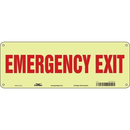 Condor Exit Sign, Plastic, 14" W, 5" H, Emergency Exit, White 467R20