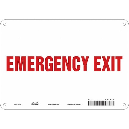 Condor Exit Sign, Plastic, 10" W, 7" H, Emergency Exit, White 467R21
