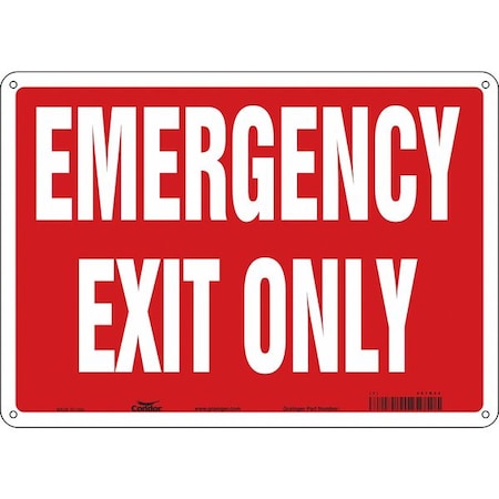 Condor Exit Sign, Vinyl, 14" W, 10" H, Emergency Exit Only, Red, White 467R54