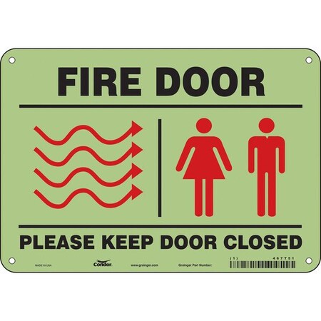 Condor Safety Sign Emergency Exit, Polyethylene, 10 in W, 7 in H, White 467T51