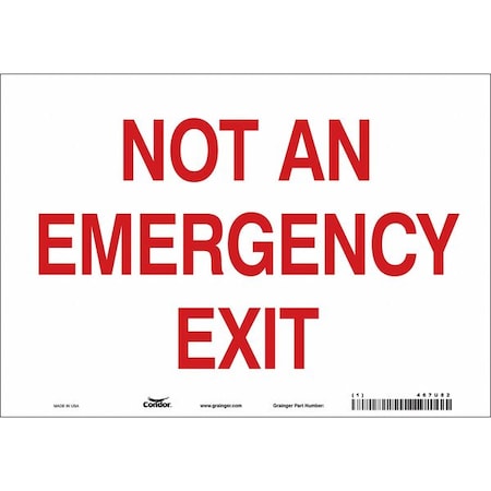 Condor Exit Sign, Vinyl, 10" W, 7" H, Not An Emergency Exit, White 467U82