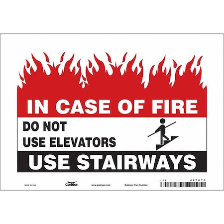 Condor Safety Sign Emergency Exit, Vinyl, 10 in W, 7 in H, White 467U70