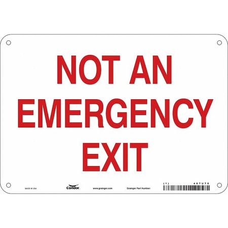 Condor Exit Sign, Aluminum, 10" W, 7" H, Not An Emergency Exit, White 467U78