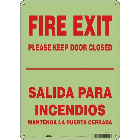Condor Safety Sign Emergency Exit, Polyethylene, 10 in W, 14 in H, Black, White 467U31