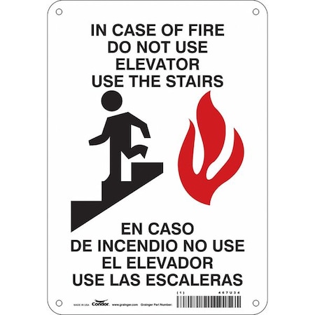 Condor Safety Sign Emergency Exit, Aluminum, 7 in W, 10 in H, White 467U34