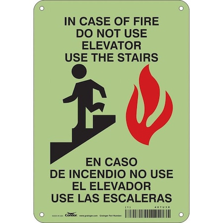 Condor Safety Sign Emergency Exit, Polyethylene, 7 in W, 10 in H, White 467U38