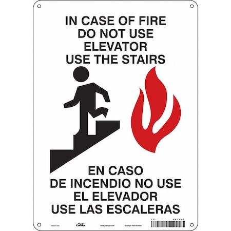 Condor Safety Sign Emergency Exit, Polyethylene, 10 in W, 14 in H, White 467U41