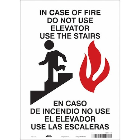 Condor Safety Sign Emergency Exit, Vinyl, 10 in W, 14 in H, White 467U43