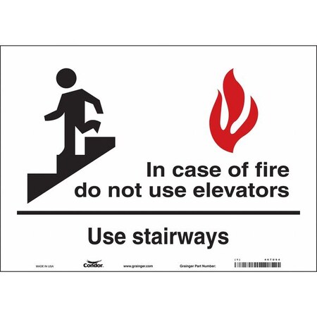 Condor Safety Sign Emergency Exit, Vinyl, 14 in W, 10 in H, White 467U64