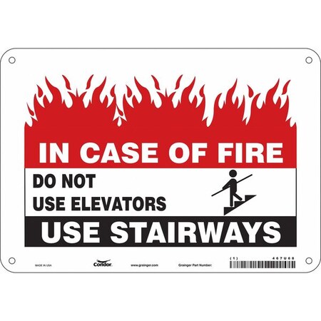 Condor Safety Sign Emergency Exit, Polyethylene, 10 in W, 7 in H, White 467U68
