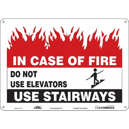 Condor Safety Sign Emergency Exit, Polyethylene, 14 in W, 10 in H, White 467U69