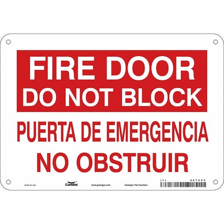 Condor Safety Sign Emergency Exit, Polyethylene, 10 in W, 7 in H, White 467V90