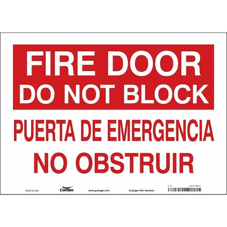 Condor Safety Sign Emergency Exit, Vinyl, 14 in W, 10 in H, White 467V93