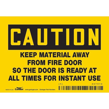Condor Safety Sign Emergency Exit, Vinyl, 5 in W, 3 1/2 in H, Yellow 467V14