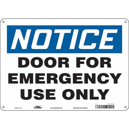 Condor Safety Sign Emergency Exit, 10 in H, 14 in W, Aluminum, Horizontal Rectangle, English, 467V49 467V49