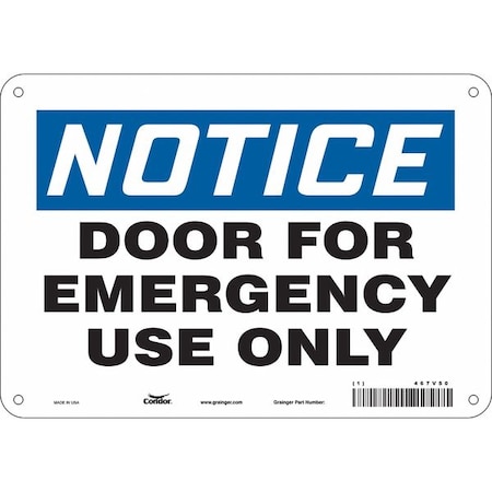 Condor Safety Sign Emergency Exit, 7 in H, 10 in W, Polyethylene, Vertical Rectangle, English, 467V50 467V50