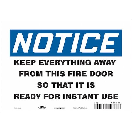 Condor Safety Sign Emergency Exit, Vinyl, 10 in W, 7 in H, White 467V66