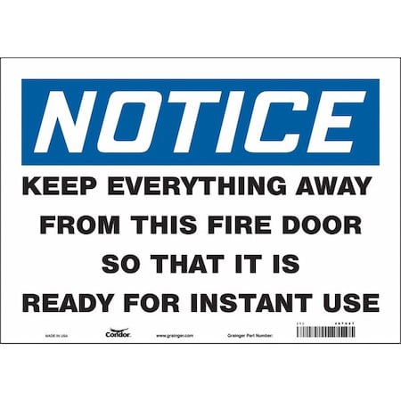 Condor Safety Sign Emergency Exit, Vinyl, 14 in W, 10 in H, White 467V67