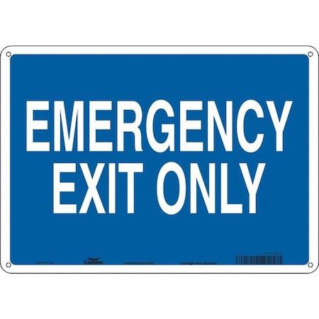 Condor Exit Sign, Plastic, 14" W, 10" H, Emergency Exit Only, Blue 467W04