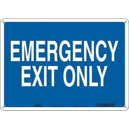 Condor Exit Sign, Vinyl, 14" W, 10" H, Emergency Exit Only, Blue 467W05