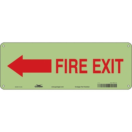 Condor Safety Sign Emergency Exit, Polyethylene, 14 in W, 5 in H, FIRE EXIT W/SYMBOL, White 467W10