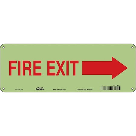 Condor Safety Sign Emergency Exit, Polyethylene, 14 in W, 5 in H, FIRE EXIT W/SYMBOL, White 467W11
