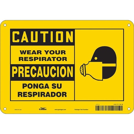 Condor Safety Sign, 10" W, 7" H, 0.004" Thickness, 467Y99 467Y99