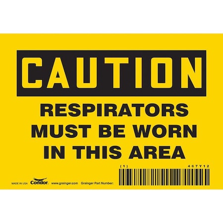 Condor Safety Sign, 3 1/2 in Height, 5 in Width, Vinyl, Horizontal Rectangle, English, 467Y12 467Y12