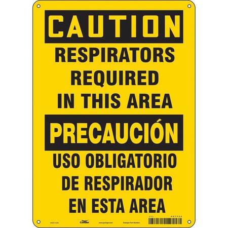 Condor Safety Sign, 14 in Height, 10 in Width, Polyethylene, Vertical Rectangle, English, Spanish, 467Y34 467Y34