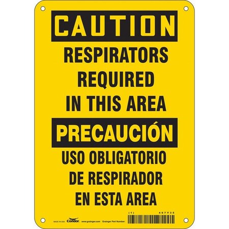 Condor Safety Sign, 10 in Height, 7 in Width, Vinyl, Horizontal Rectangle, English, Spanish, 467Y35 467Y35