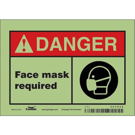 Condor Safety Sign, 7" W, 5" H, 0.010" Thickness, 467Z22 467Z22