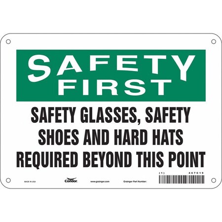 Condor Safety Sign, 7 in Height, 10 in Width, Polyethylene, Vertical Rectangle, English, 467C19 467C19