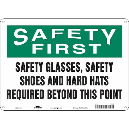 Condor Safety Sign, 10 in Height, 14 in Width, Polyethylene, Horizontal Rectangle, English, 467C20 467C20