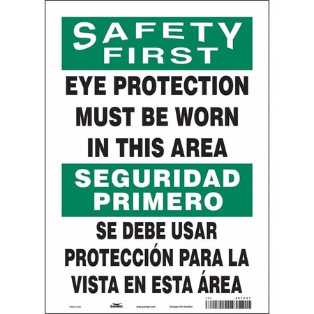 Condor Safety Sign, 14 in Height, 10 in Width, Vinyl, Vertical Rectangle, English, Spanish, 467C47 467C47